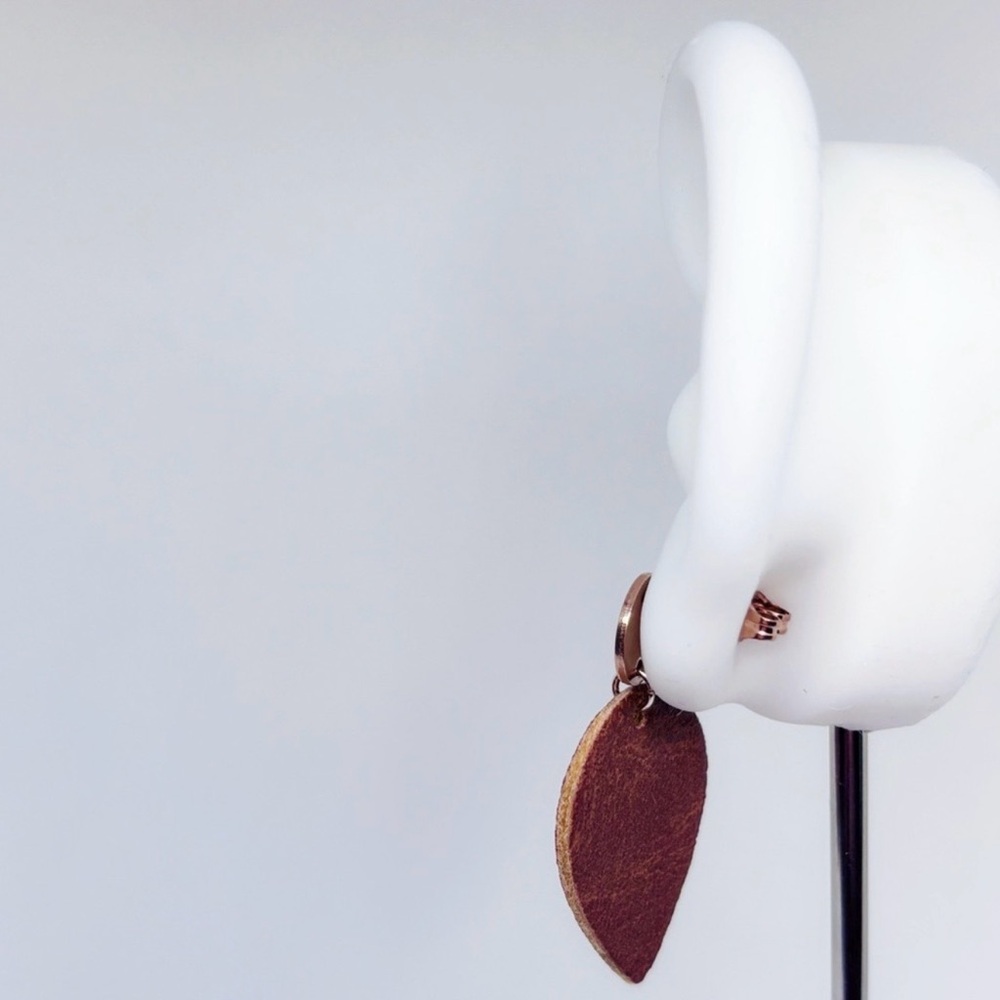 Artisan Handcrafted 10k Rose Gold Plated
Sterling Silver Faux Leather Earrings! - Picture 8 of 10